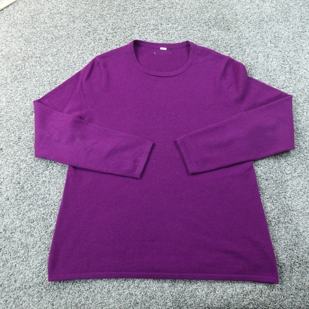 Lands End Sweater Womens L Purple Cashmere Crewneck Long Sleeve Pullover Knit